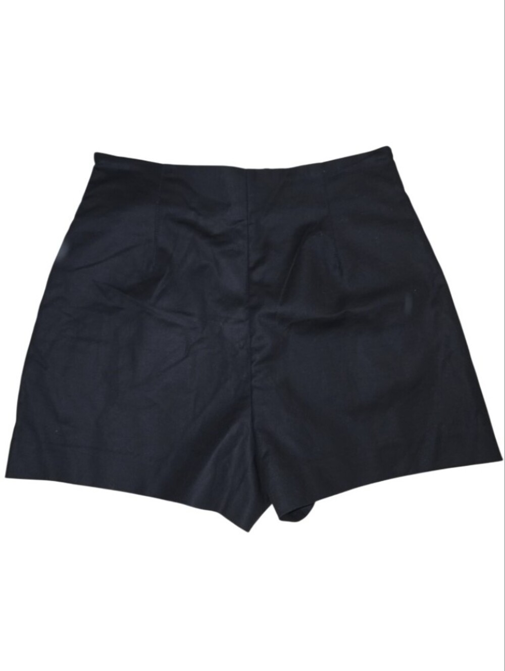 NWT Zara Black High-waisted Flat Front Tailored Shorts Medium Side Zip - Picture 2 of 5
